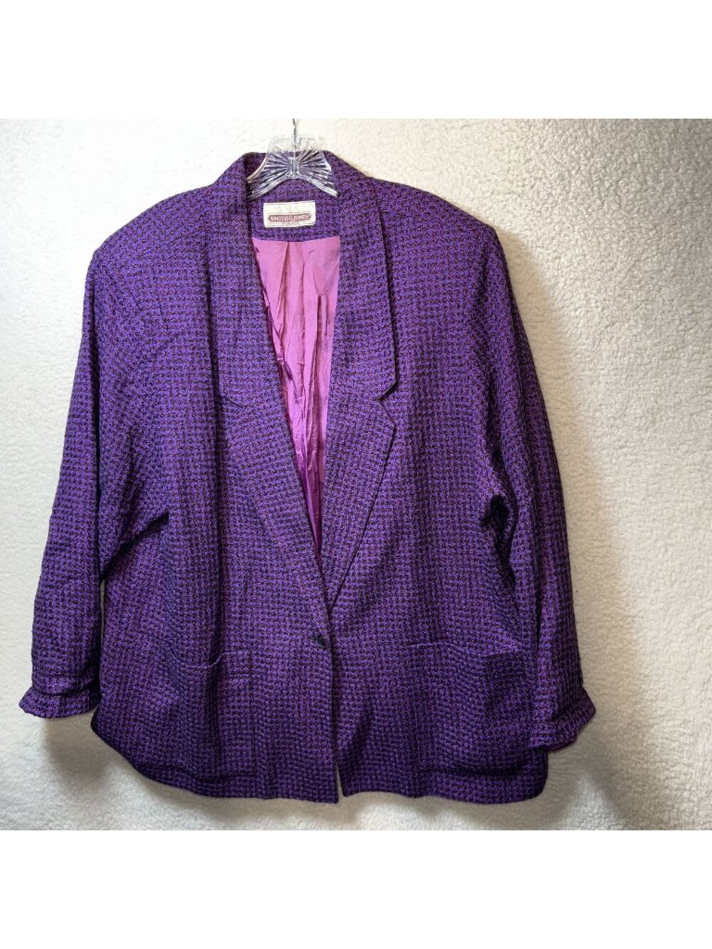 Vintage Smith & Jones Purple Herringbone Blazer Lining Women's Size 24W